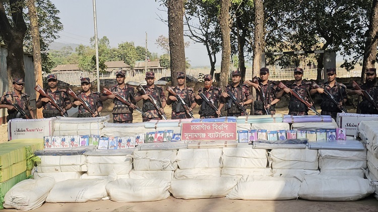 সুনামগঞ্জে একদিনে ২ কোটি টাকার ভারতীয় পণ্য জব্দ