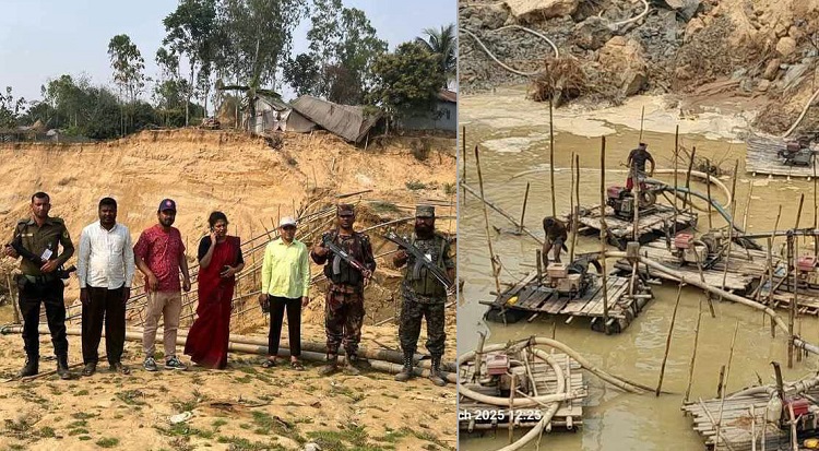 শেরপুরে অবৈধভাবে বালু উত্তোলন: ৮৫ ড্রেজার ধ্বংস, কারাদন্ড